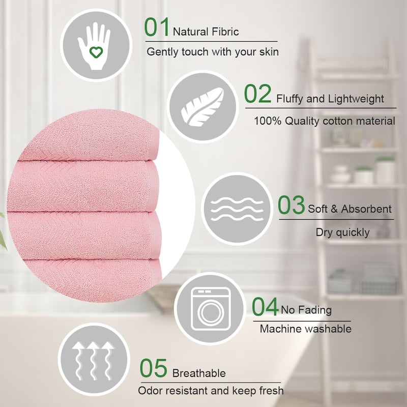 4 Pieces Cotton Bath Towels 27"x54" for Home Spa Hotel Soft Absorbent - 27 x 54in