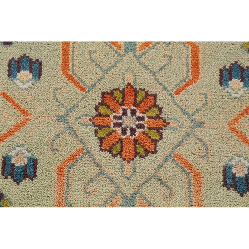 Hand Knotted Oriental 100% Wool Carpet Transitional Tribal Green Oushak Runner Rug - 8' 2'' X 2' 7''