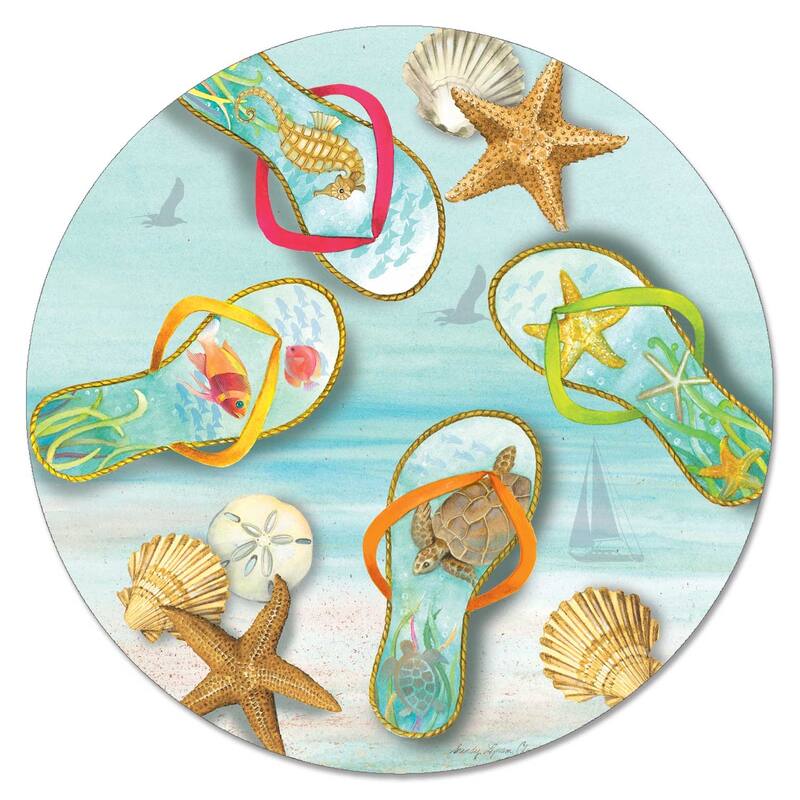 Glass Lazy Susan - Blue Sea Flip Flops - 13x.053