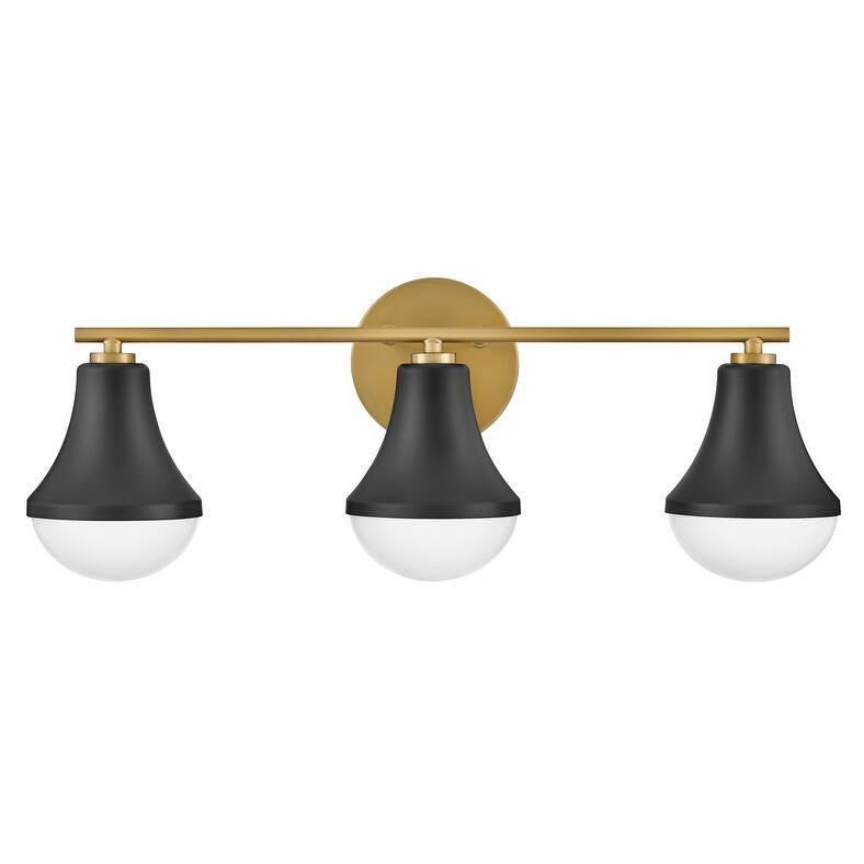 Lark 85513 Haddie 3 Light 24" Wide Vanity Light with Cased Opal Glass - Black