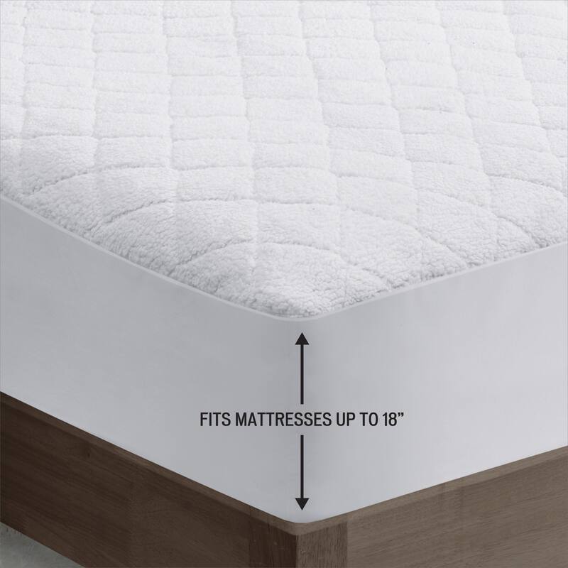 Woolrich Heated Sherpa White Mattress Pad