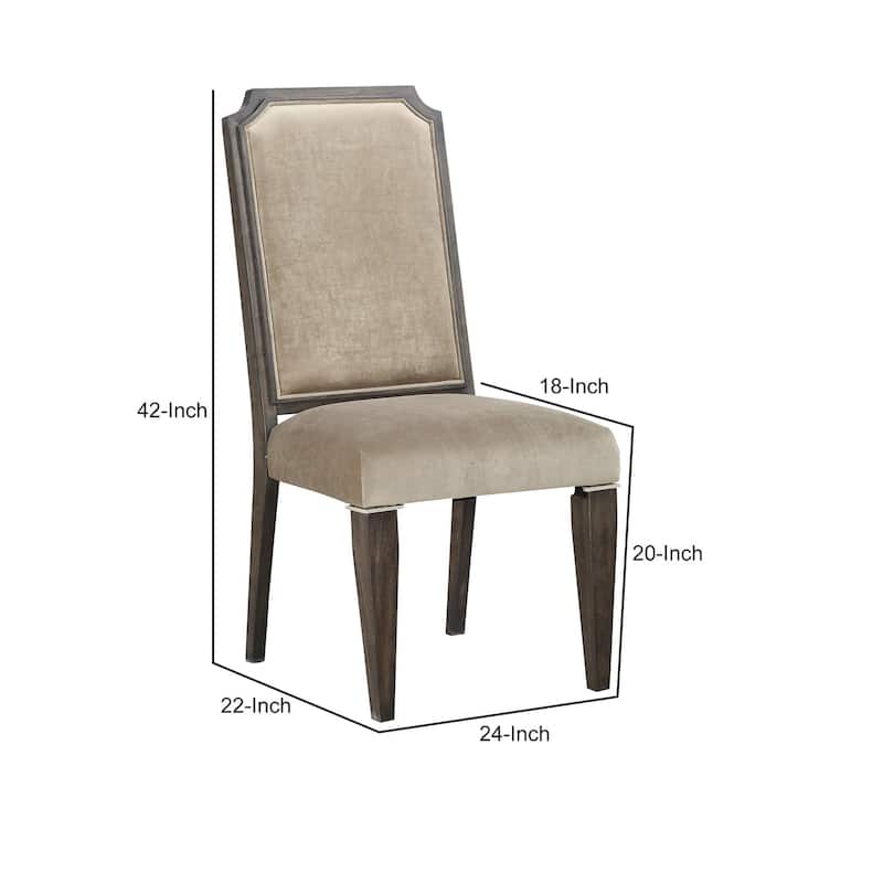 Brown/Beige Fabric Upholstered Wood Frame Dining Chair, Set of 2, Sturdy Dining Chair for Dining Rooms - 22.75