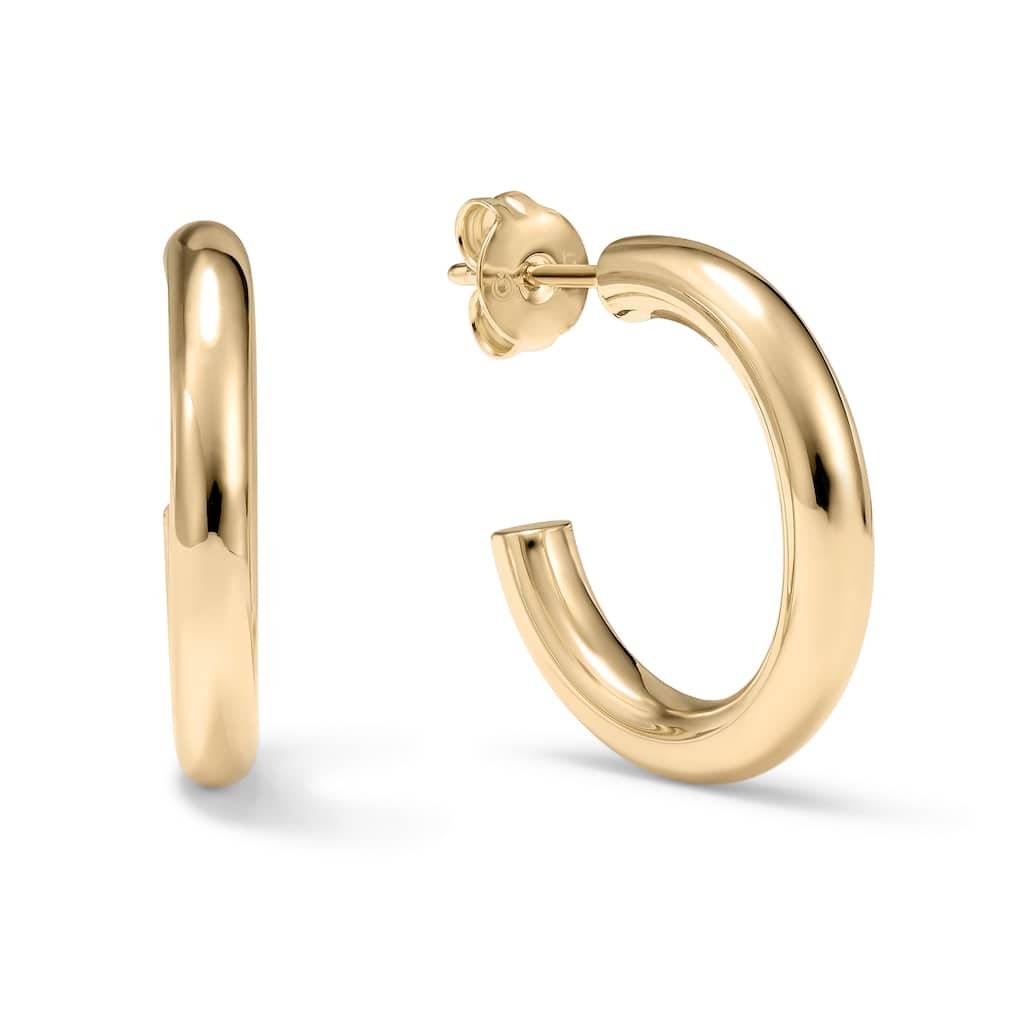 Clover 14K Yellow Gold High-Polish Classic Hoop Stud Earrings