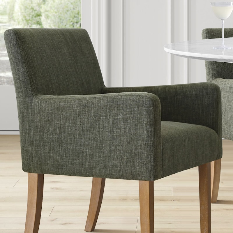 Linen Upholstered Armchair with Solid Wood Legs(Set of 4)