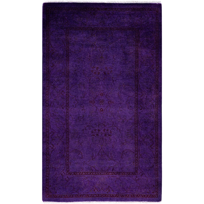 Overdyed One-of-a-Kind Hand-Knotted Area Rug - Purple - 2' 8" x 4' 4"