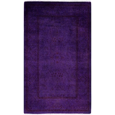 Overdyed One-of-a-Kind Hand-Knotted Area Rug - Purple - 2' 8" x 4' 4"
