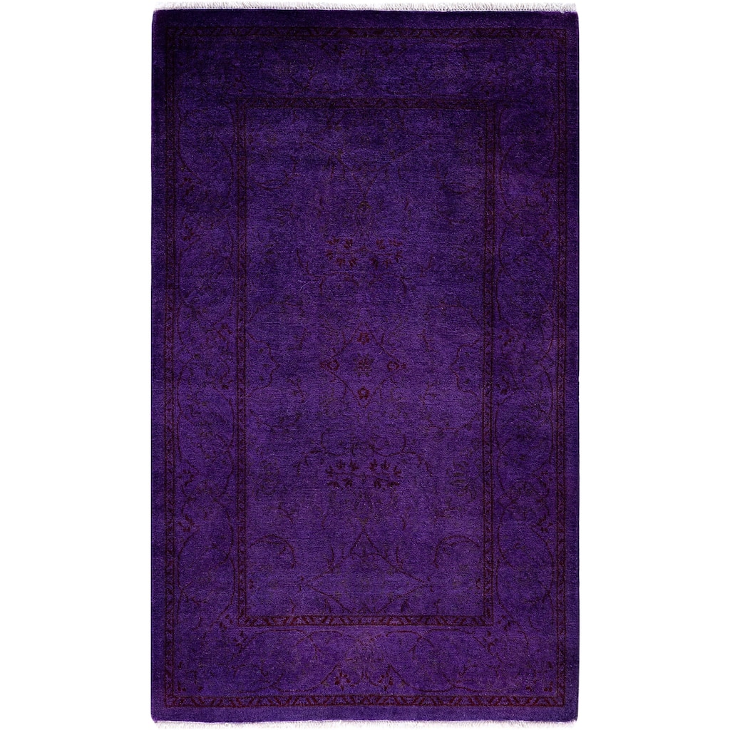 Overdyed One-of-a-Kind Hand-Knotted Area Rug - Purple - 2' 8" x 4' 4"