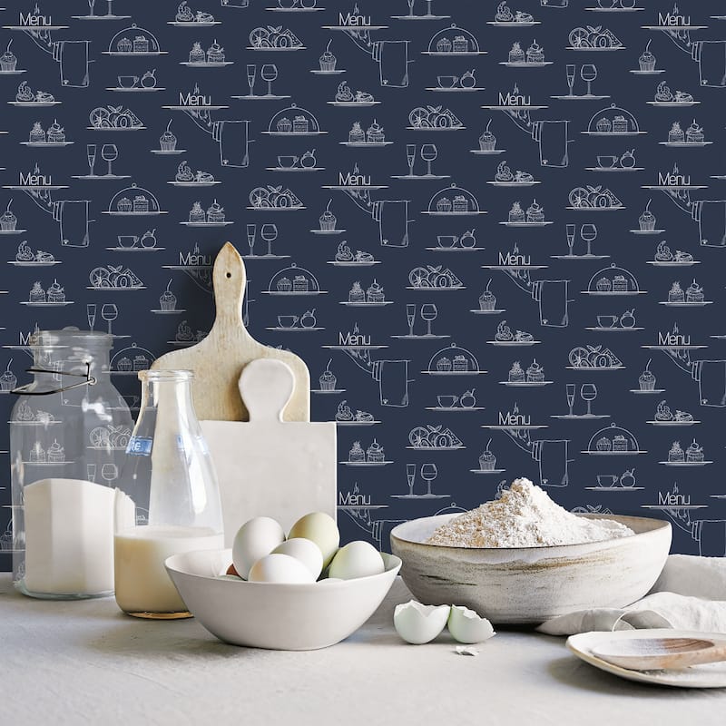 Galerie Wallcoverings Just Kitchens Chalkboard Menu Vinyl on Non-woven Matte Wallpaper Roll