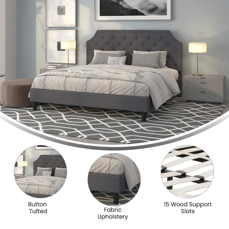 Arched Tufted Upholstered Platform Bed