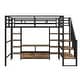preview thumbnail 22 of 26, Full-Size Metal Loft Bed with Staircase, Built-In Low Storage Desk, and Multi-Tier Shelving for Space-Saving Versatility