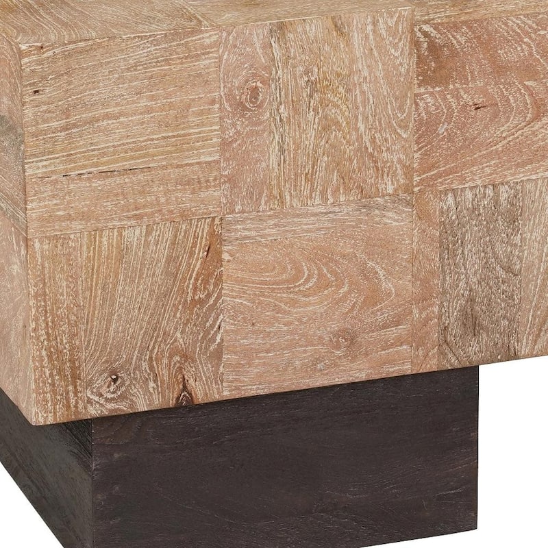 HomeRoots 22" Black And Brown Solid Wood Square End Table - 22.00 in. x 22.00 in. x 22.00 in.