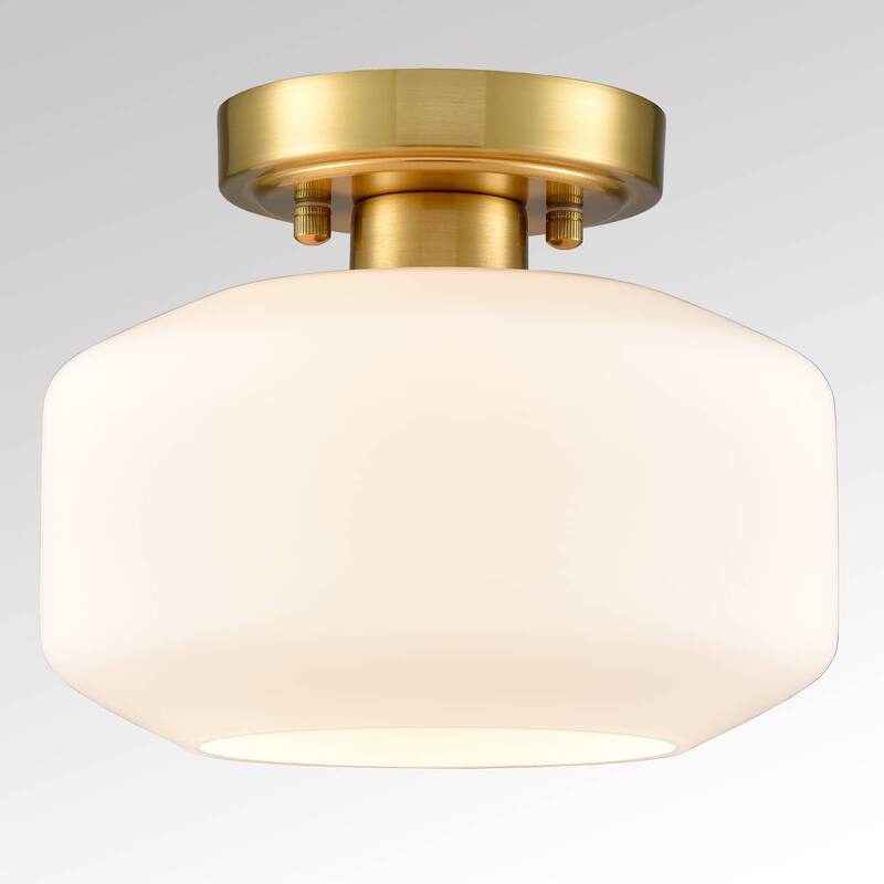 Gaeta Modern Semi Flush Ceiling Lights Open Glass Drum Shade 1-Light