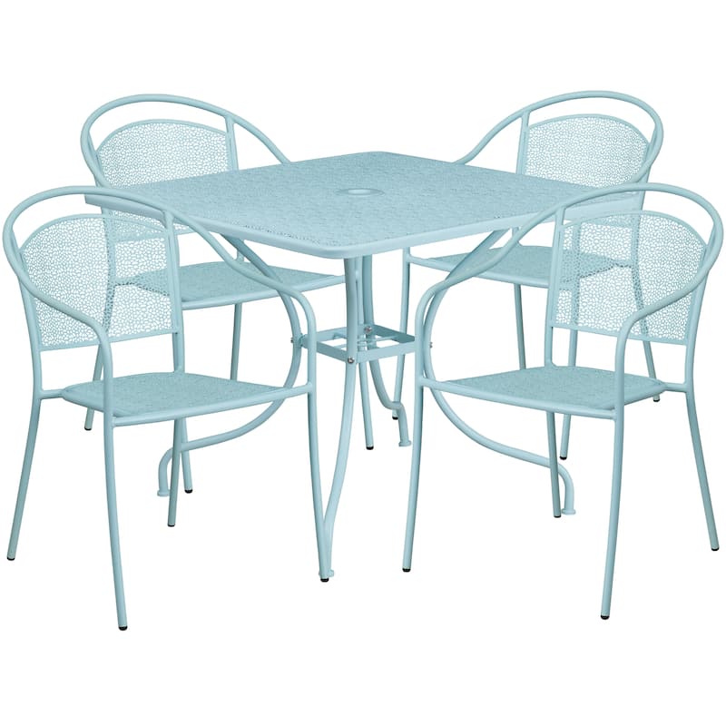 35.5-inch Square 5-piece Indoor/ Outdoor Steel Dining Set