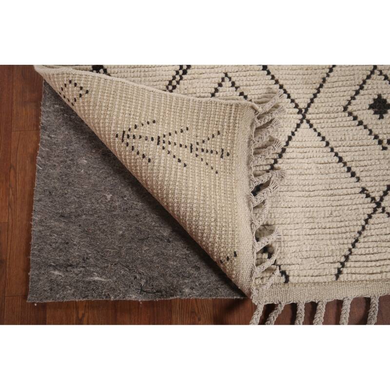 All-Over Trellis Moroccan Area Rug Handmade Wool Carpet - 5'7"x 9'4"