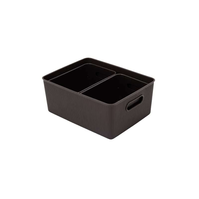 Superio Ribbed Storage Bin (3 Pack) - 11.5"W x 15"D x 6.25"H