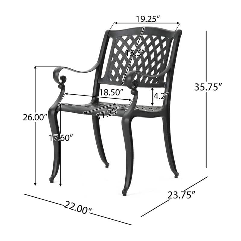 Cayman Arch Mesh Patio Chairs (Set of 2) - Outdoor Dining Aluminum Seating with Weather-Resistant Finish