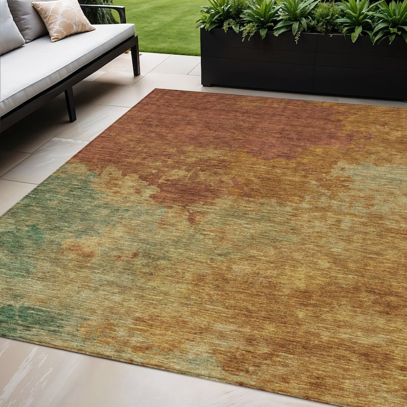 HomeRoots Abstract Transitional Rectangle Outdoor Rug - 5' X 8'