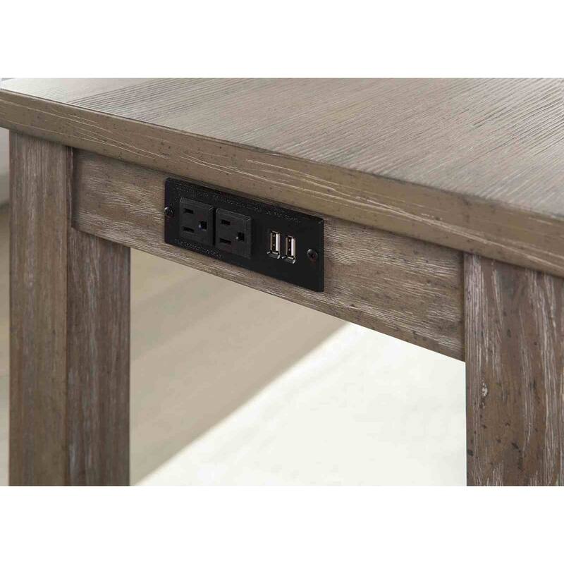 Gray Finish Dining Set USB Port Table and Stools