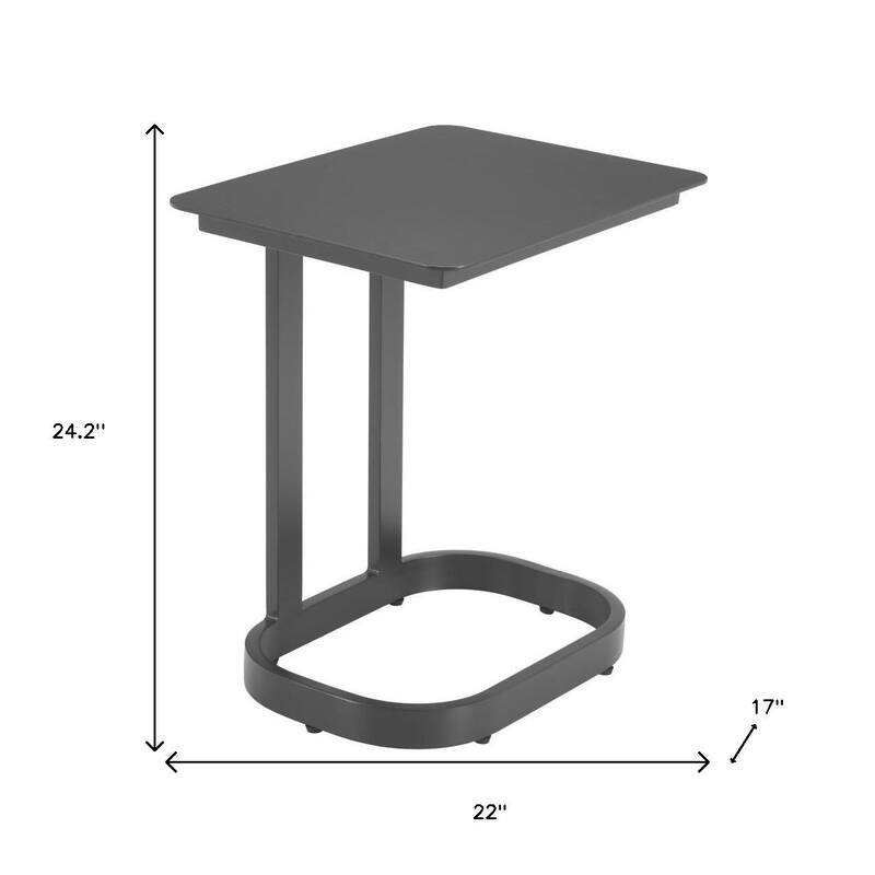 22" Black Aluminum Outdoor Side Table