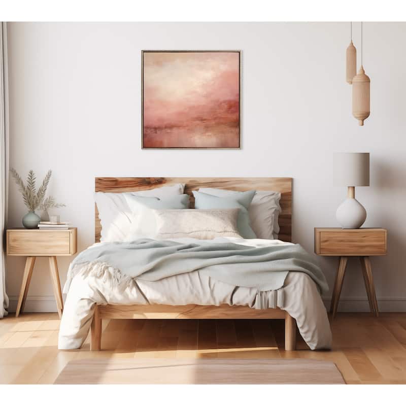 Kate and Laurel Sylvie Tonal Pink Peach Framed Canvas by Creative Bunch Studio