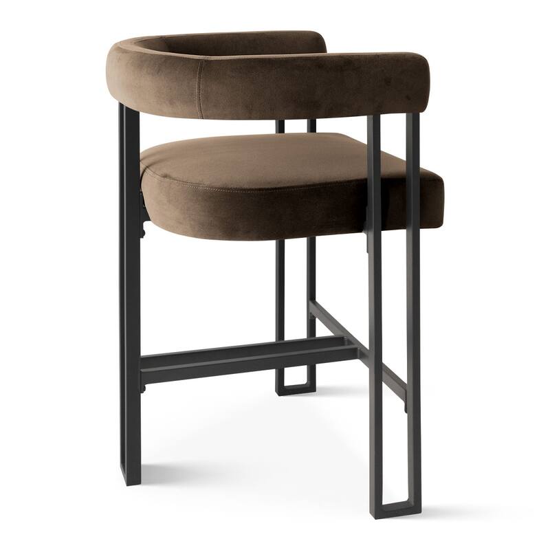 24" Seat Height Upholstered Velvet Solid back Counter Stool (Set of 2)