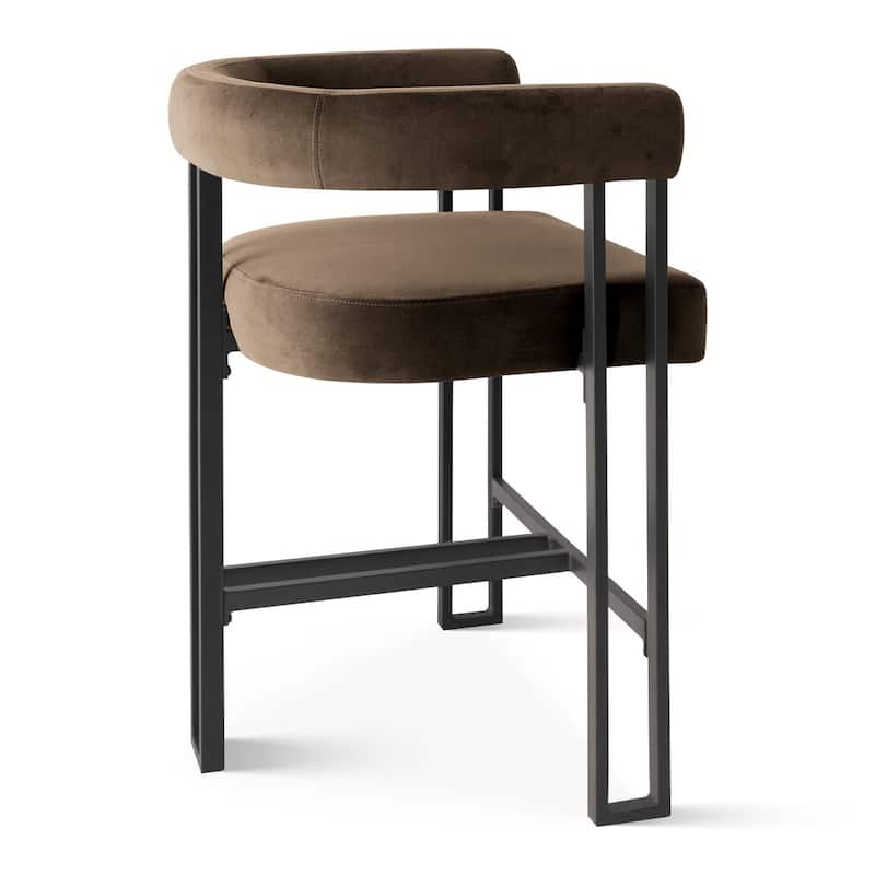 24" Seat Height Upholstered Velvet Solid back Counter Stool (Set of 4)