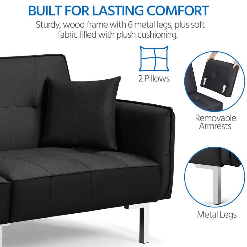 Yaheetech Convertible Sofa Bed Futon Fabric Sofa Bed