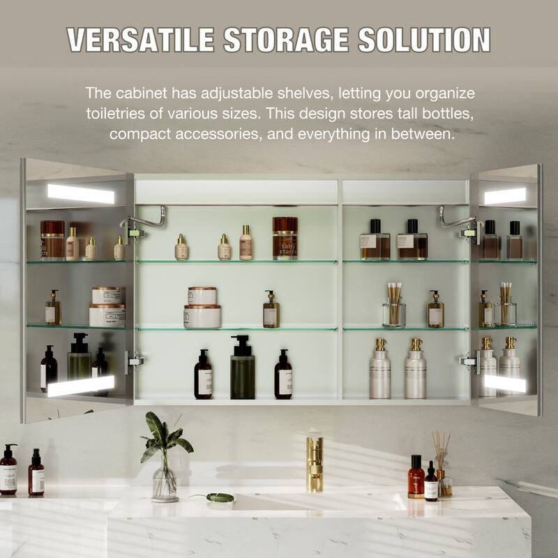 30-48'' W x 24'' H Surface or Recessed LED Bathroom Medicine Cabinet With Mirror,Defog & Quiet Hinges