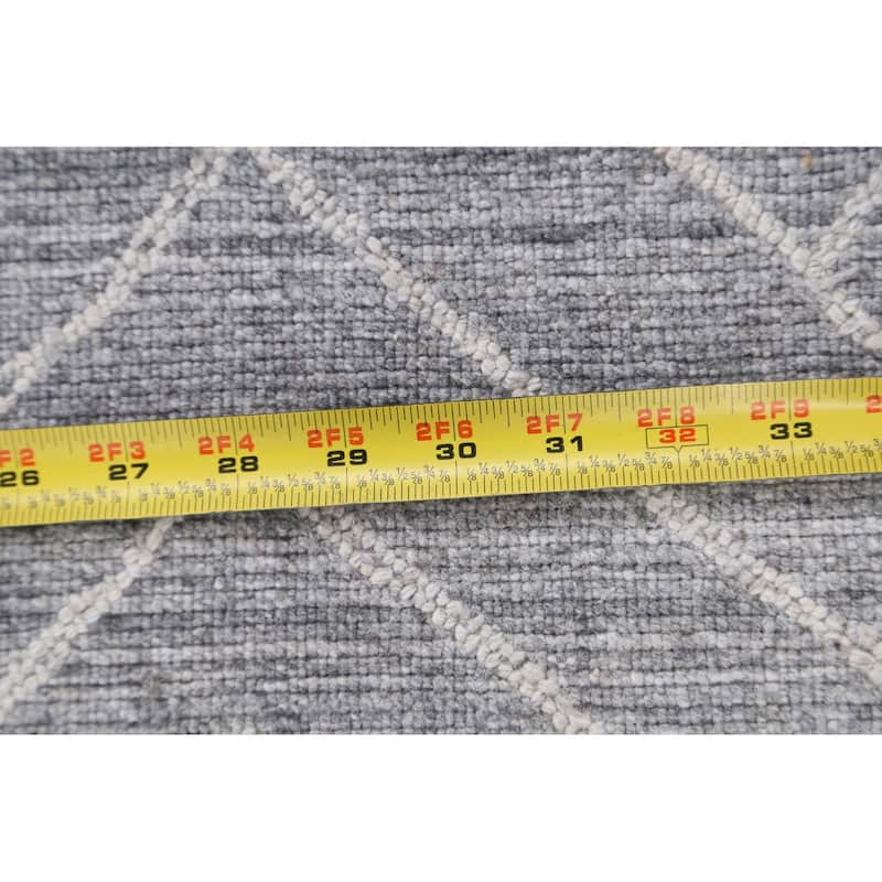 Grey Geometric Modern Moroccan Oriental Area Rug Wool Hand-knotted - 5'1" x 7'10"