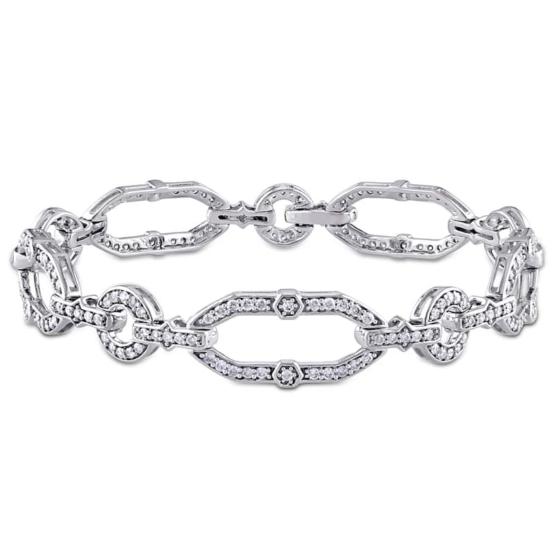 Miadora 2ct TW Diamond Geometric Link Bracelet in 14k White Gold