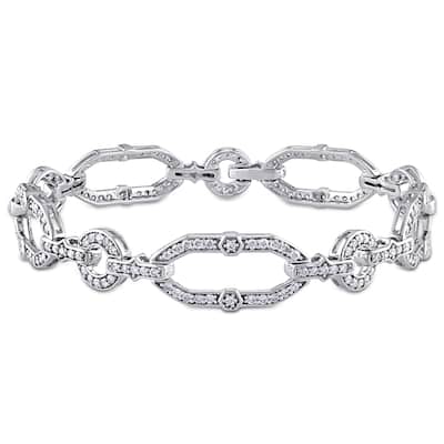 Miadora 2ct TW Diamond Geometric Link Bracelet in 14k White Gold