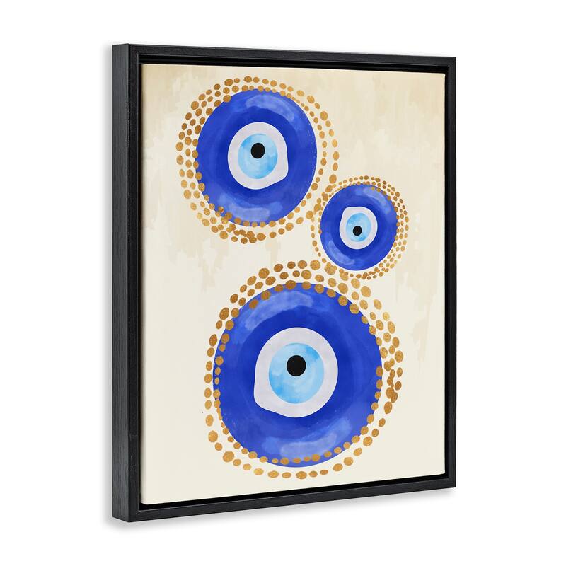 Stupell Round Blue Evil Eye Pattern Lustrous Dotted Detail Floater Frame, Design by Two Smart Blondes