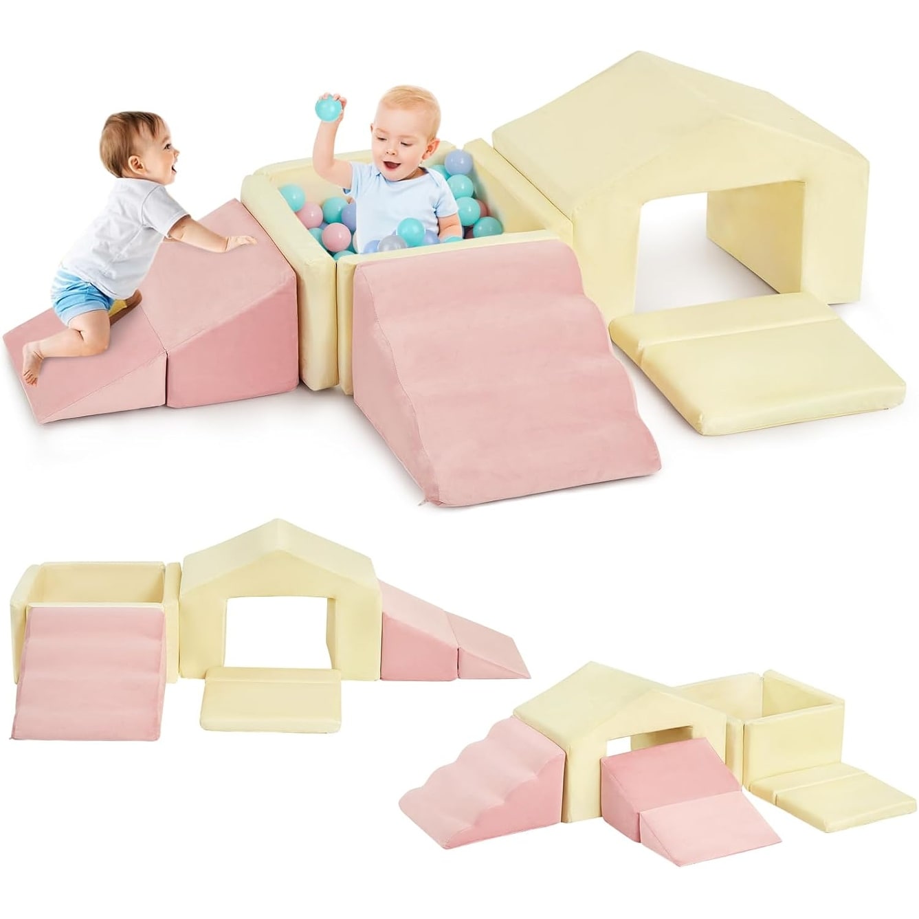 6PCs Foam Climbing Blocks and Ball Pit Activity Playset