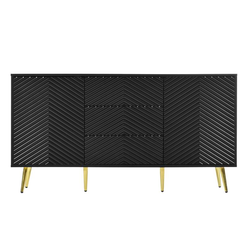 Versatile Sideboard Buffet Cabinet with Striking Geometric Design and Spacious Drawers for Entryway or Living Room