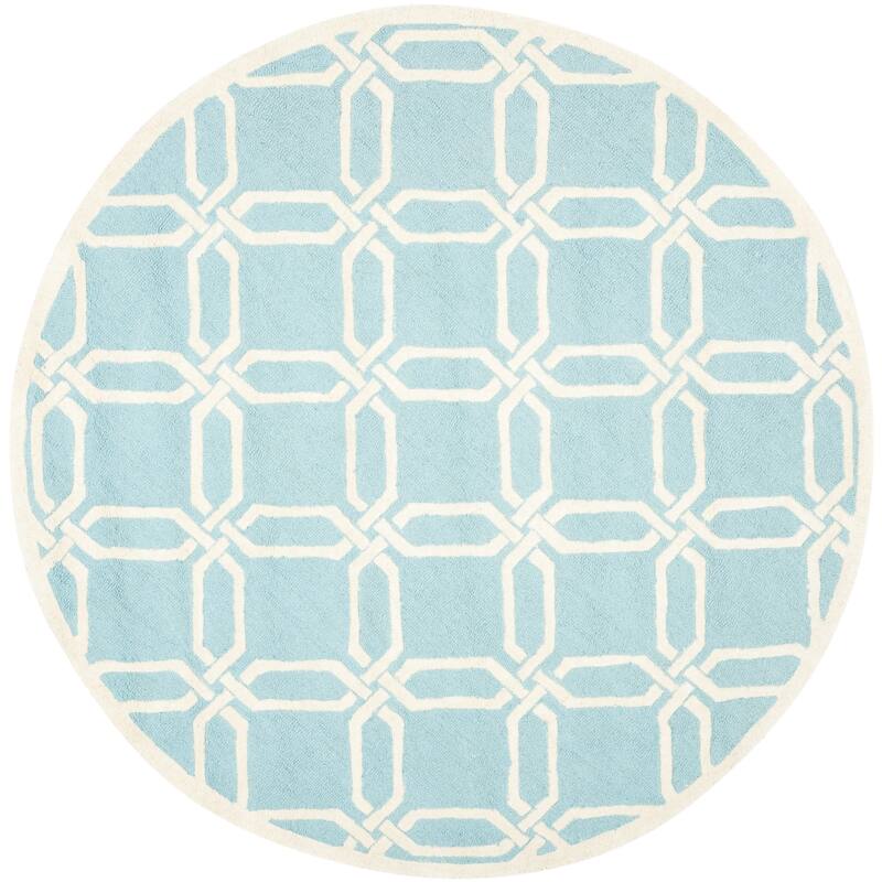 SAFAVIEH Handmade Cambridge Nhung Modern Moroccan Wool Rug - 6' Round - Light Blue/Ivory