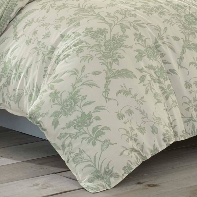 Laura Ashley Natalie Green Floral Cotton Comforter Bonus Set Bed Bath
