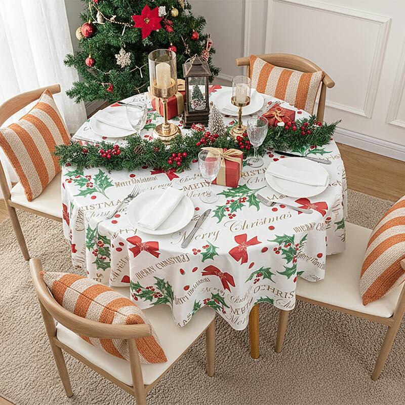 Ray Star Celebrate tablecloth Flannel Backing Christmas plants