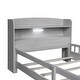 preview thumbnail 9 of 20, Twin Size Platform Bed with Built-in LED Light, Storage Headboard & Guardrail, Antique Grey