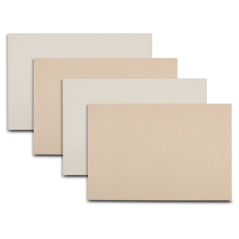 Dainty Home Chevron Premium Vegan Leather Reversible 2 Pattern Rectangular Placemat Set Of 4 - Linen