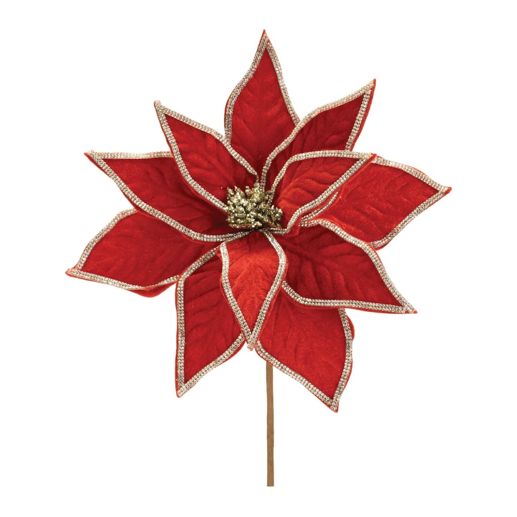 Jeweled Pointsettia Flower Stem (Set of 2) - N/A