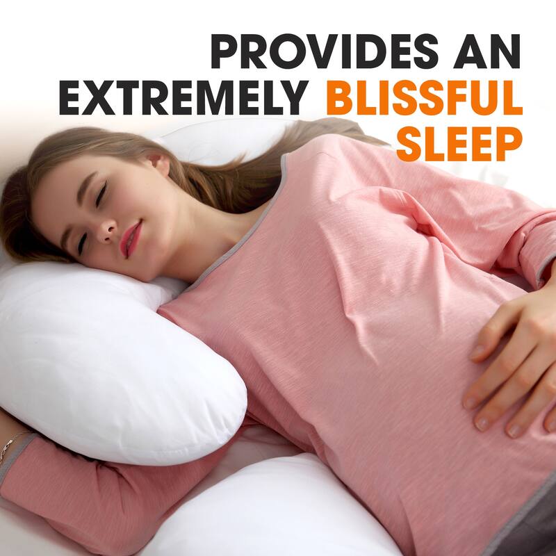 Cheer Collection Alternative Down Premium J Pillow with Zippered Cover - White