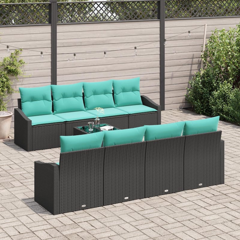 vidaXL 9 Piece Garden Sofa Set with Cushions - 91.7×24.4×27.2