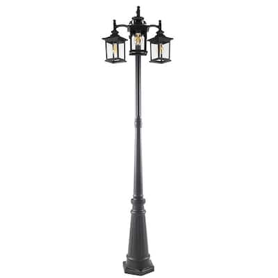Lutec 3-Light Black Outdoor Post Lantern - 21.65 x 77.95 x 19