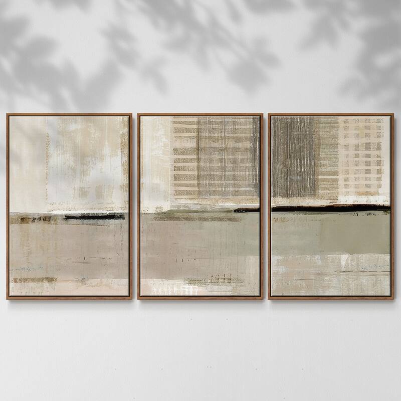 Across the Abstract Bay I - Multi Piece Framed Canvas - 26 x 40 - Walnut