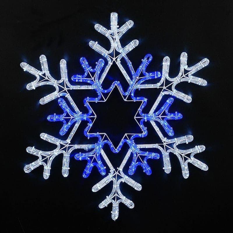 Christmas Snowflake LED Rope Light Sculpture, Pure White - Blue