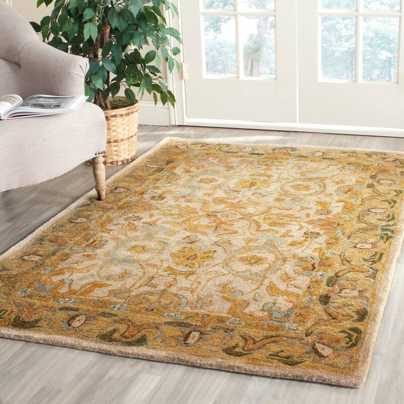 SAFAVIEH Handmade Anatolia Nuala Traditional Oriental Hand-spun Wool Rug - 3' x 5' - Ivory/Brown