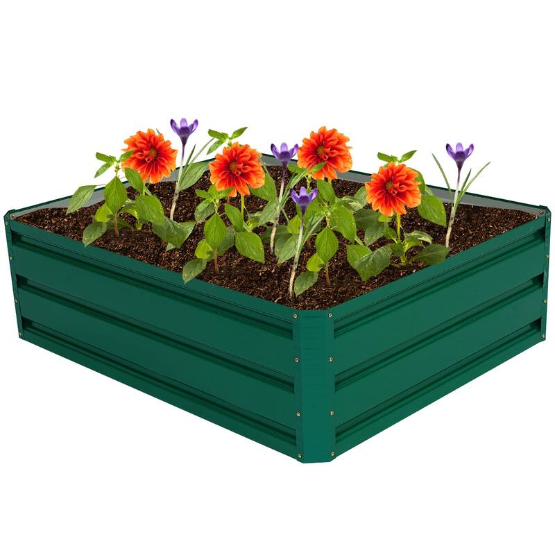 Costway 40x32 Inch Patio Raised Garden Bed Vegetable Flower Plant Dark