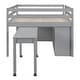 preview thumbnail 17 of 16, Full Size Loft Bed with Retractable Writing Desk and 4 Drawers, Wooden Loft Bed with Lateral Portable Desk and Shelves