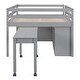 preview thumbnail 32 of 34, Twin/Full Size Low Loft Bed with Retractable Writing Desk and 4 Drawers, Wooden Loft Bed Frame w/ Lateral Portable Desk & Ladder