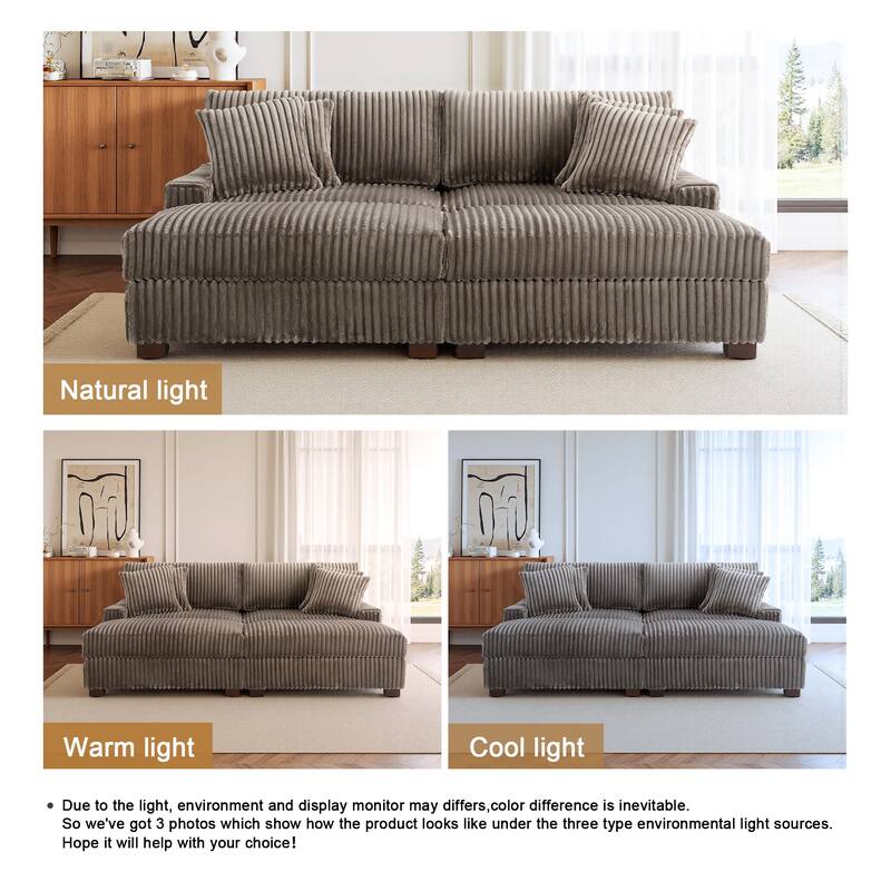 Modular Armchair and Ottoman Set with Adjustable Headrest, Flannel Upholstery